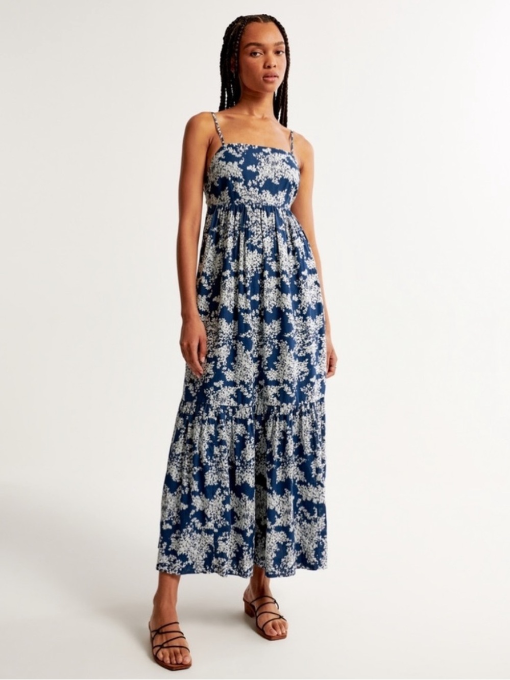 Abercrombie & Fitch Floral Tiered Maxi Dress Size Small Lined Cotton Cottagecore